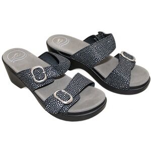 Dansko  Sophie Textured Dot Leather Wedge Slide Sandals Women 36 Black